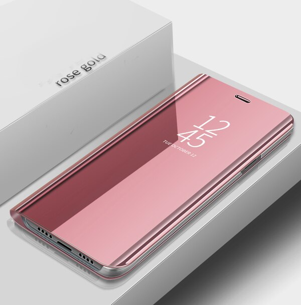 Case Huawei P40#เคสฝาพับปกโปร่งแสงผิวเงา Electroplating Mirror Surface Window View