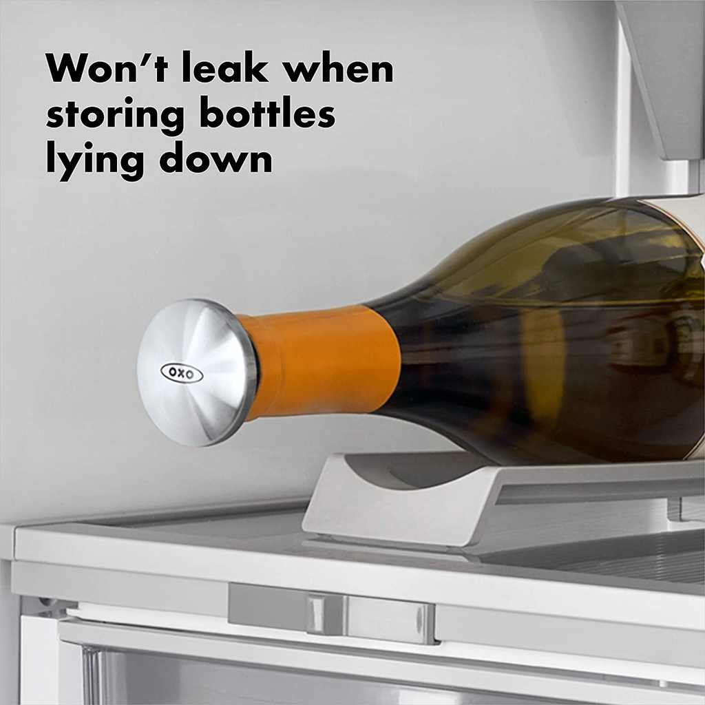 OXO® Spillproof Wine Stopper Set จุกปิดไวน์ แบบกด 2 ชิ้น ปิดและล็อคอากาศ