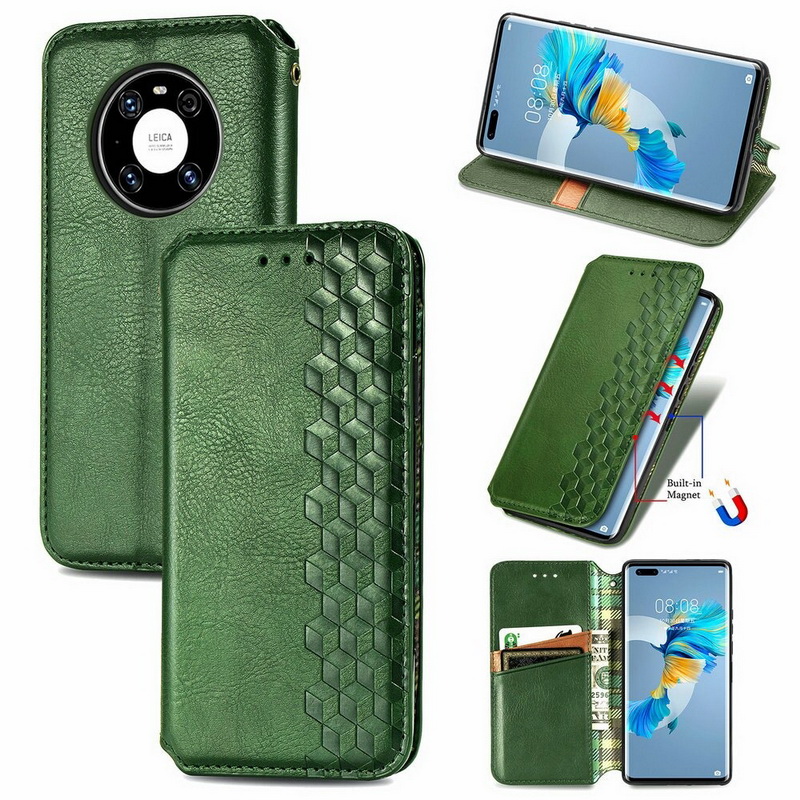 เคส Huawei Mate 40 Pro #เคสฝาพับแบบกระเป๋าสตางค์ Magnetic Flip Wallet Bracket Leather Lattice TPU Phone Case