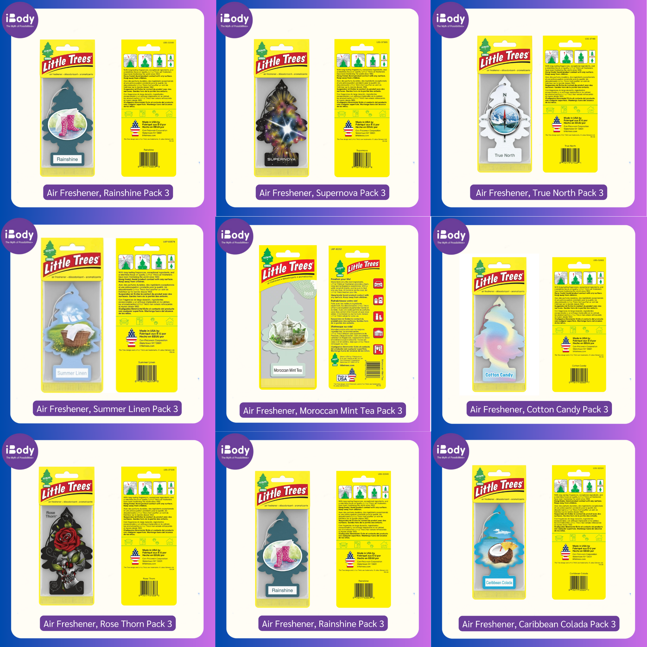 (Little Trees®) Air Freshene PACK 3 แผ่นน้ำหอมปรับอากาศ แพ็ค 3 ชิ้น ลิขสิทธิ์แท้ นำเข้าจาก USA