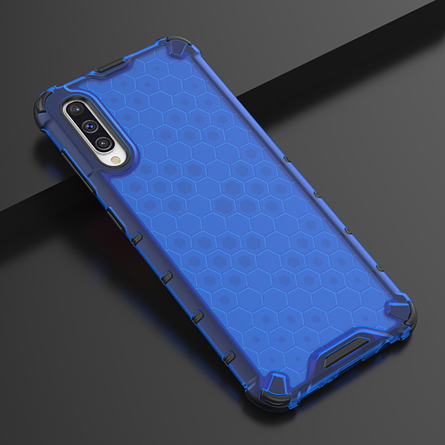 Case Samsung Galaxy A50 / A50s / A30s #(พร้อมส่ง) เคสฝาหลังกันกระแทก Honeycomb Shock Absorber TPU + PC + Silicone Hybrid สีฟ้า