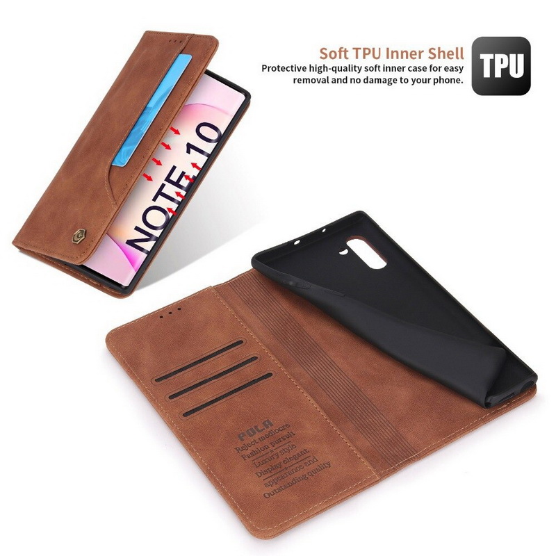 เคส Samsung Galaxy Note 10 #เคสฝาพับหนัง PU สไตล์กระเป๋าสตางค์พร้อมช่องใส่การ์ด Luxury Flip Stand Card Phone Leather Wallet Cover Casing