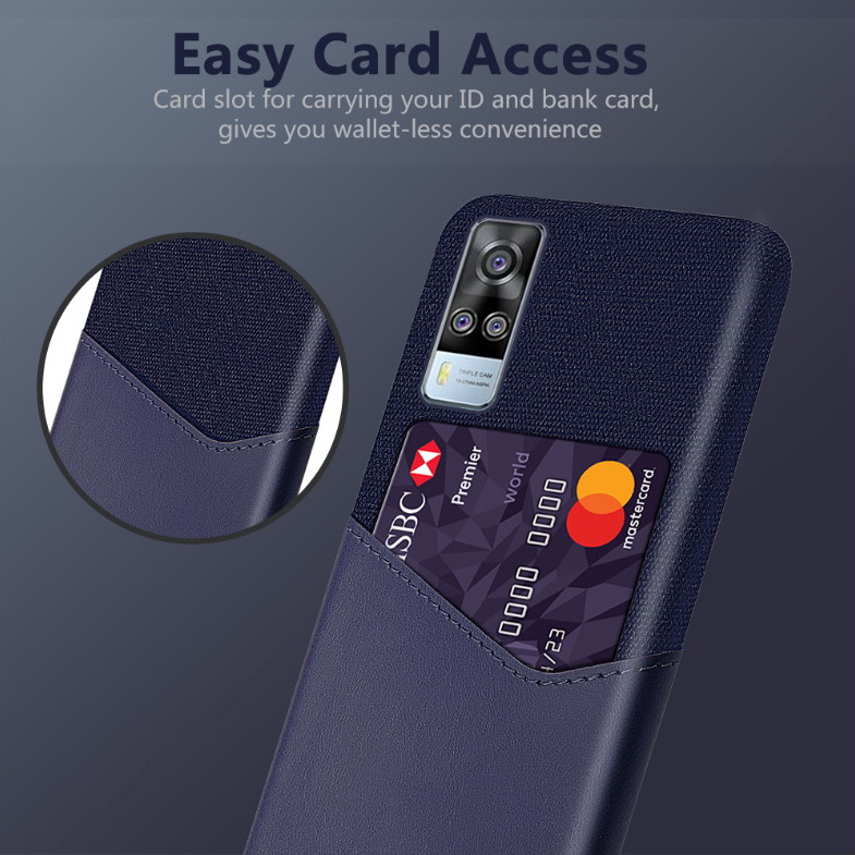 เคส Vivo Y31 2021 #เคสฝาหลัง Hybrid Protective มีช่องเสียบการ์ด Luxury Leather Fabric Card Slot Shockproof Business Wallet Thin Cover