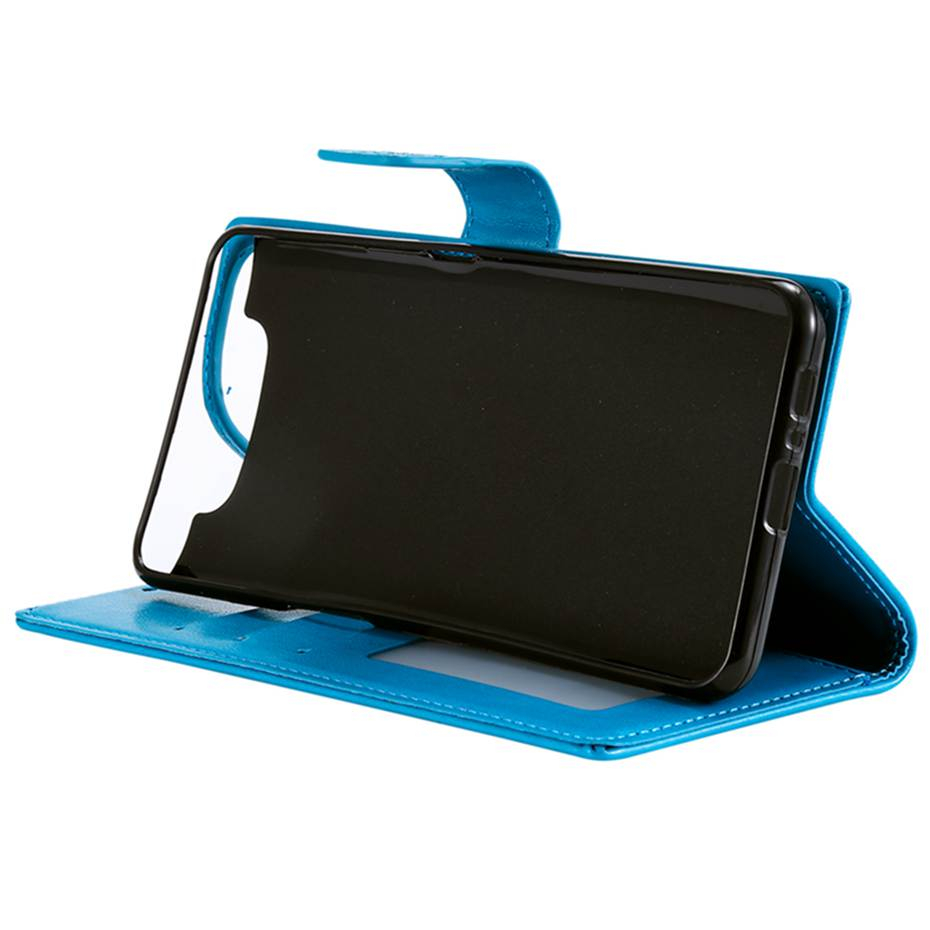 Case Samsung Galaxy A80 #เคสฝาพับแบบกระเป๋าสตางค์ฝาพับหนัง PU Imprint Flower Leather Wallet