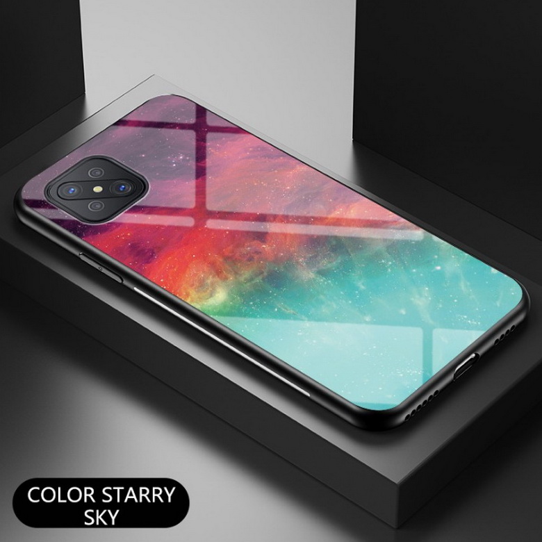 เคส OPPO Reno 4 Z 5G #เคสฝาหลัง Gradient Color Glass + PC + TPU Hybrid Case