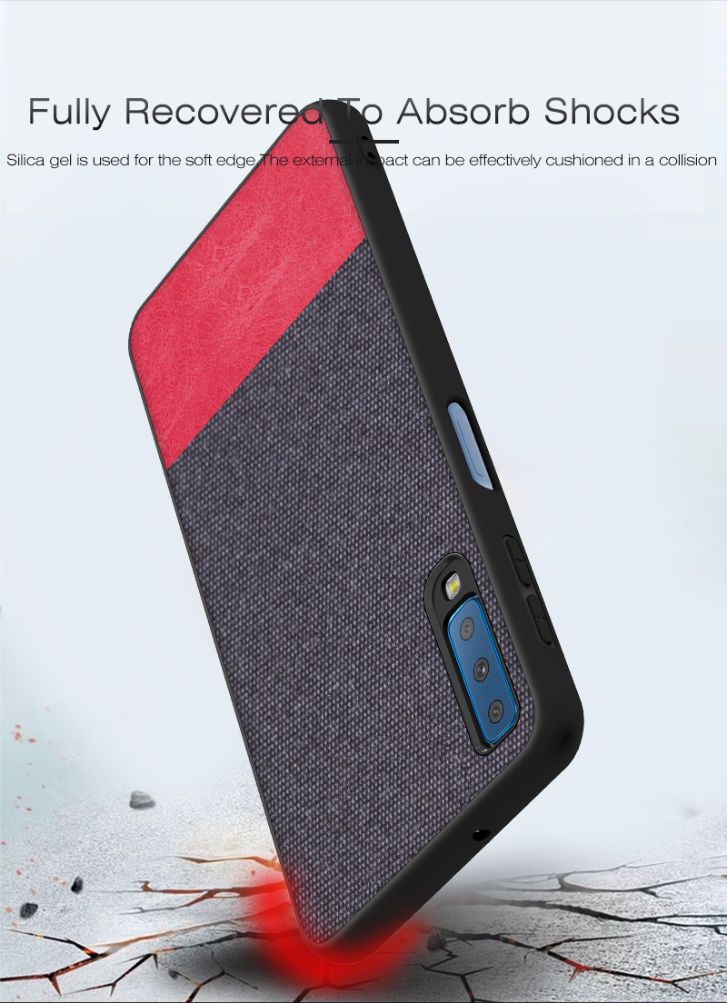 Case Samsung Galaxy A7 (2018) #เคสฝาหลังรูปแบบ Cloth Texture PU Leather + TPU