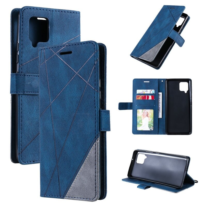 Case Samsung Galaxy A42 5G #เคสฝาพับหนัง PU มีช่องเสียบบัตรอื่นๆในตัว Geometric Pattern Leather Card Holder Protective