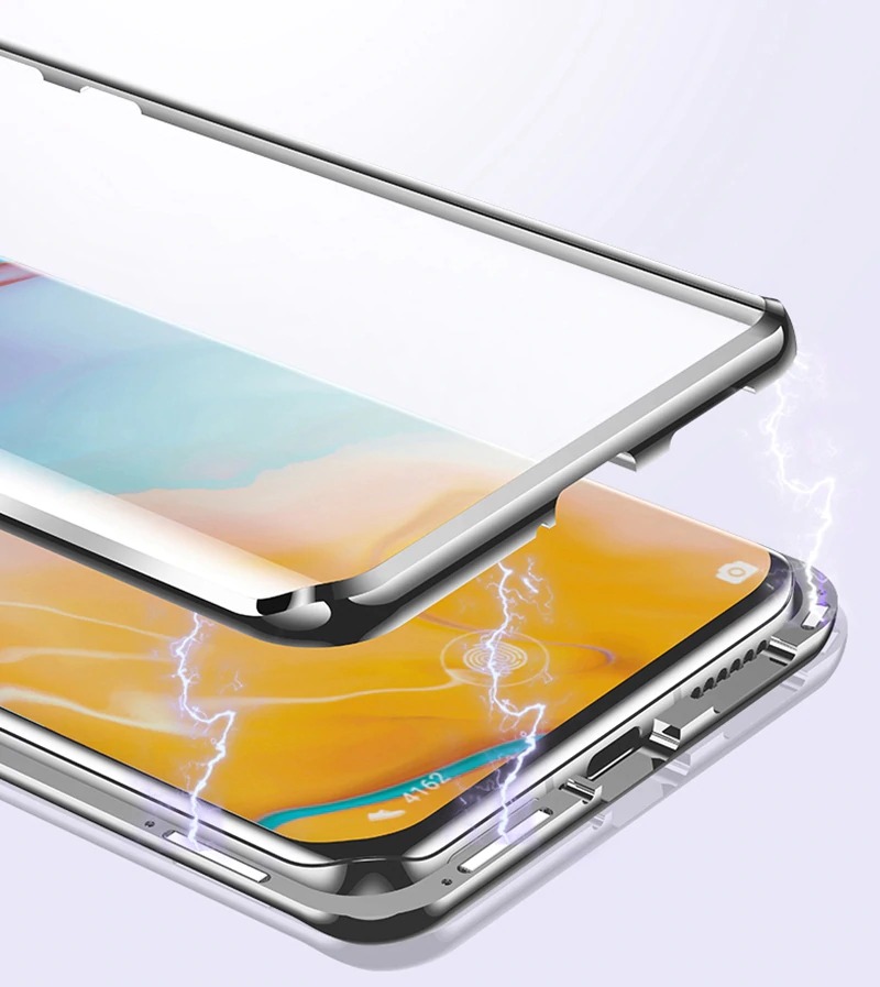 เคส OPPO A93 #เคสฝาครอบกระจกขอบโลหะดูดซับแม่เหล็ก Fully Protection Magnetic Adsorption Glass Metal Phone Protective