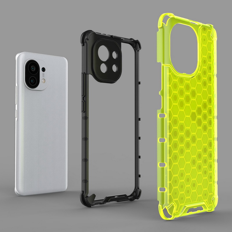 Case Xiaomi Mi 11 Lite #เคสฝาหลังกันกระแทก Honeycomb Shock Absorber TPU + PC + Silicone Hybrid