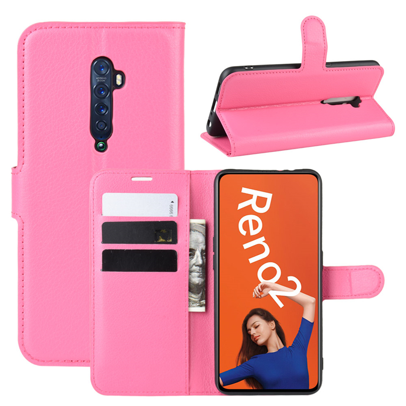 Case OPPO Reno 2 #เคสฝาพับสไตล์กระเป๋าสตางค์หนัง PU ผิวลิ้นจี่สีสันสวยงามทันสมัย