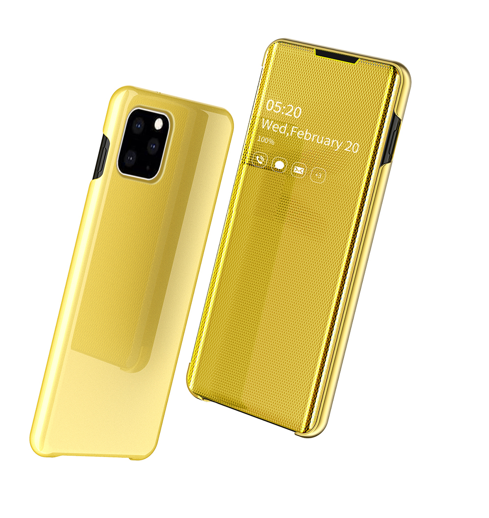 Case iPhone 11 6.1 inch (2019) #เคสฝาพับปกโปร่งแสงผิวเงา Electroplating Mirror Surface Window View