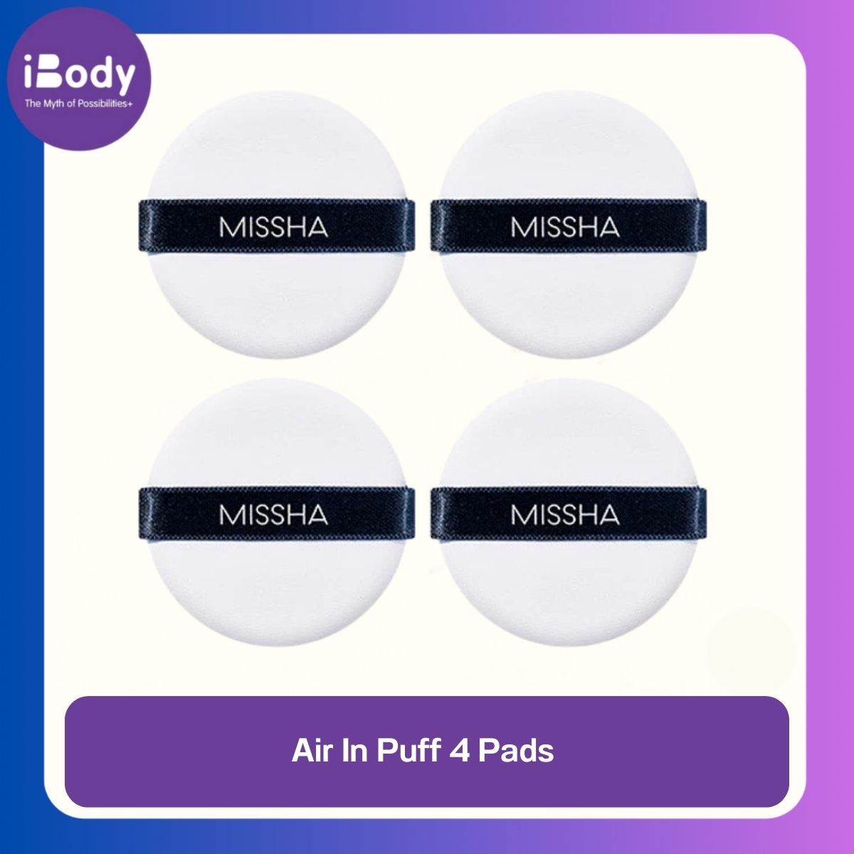 Missha® Air In Puff 4 Pads พัฟแต่งหน้า 3 ชั้น แพ็ค 4 ชิ้น พัฟฟองน้ำ พัฟแป้ง