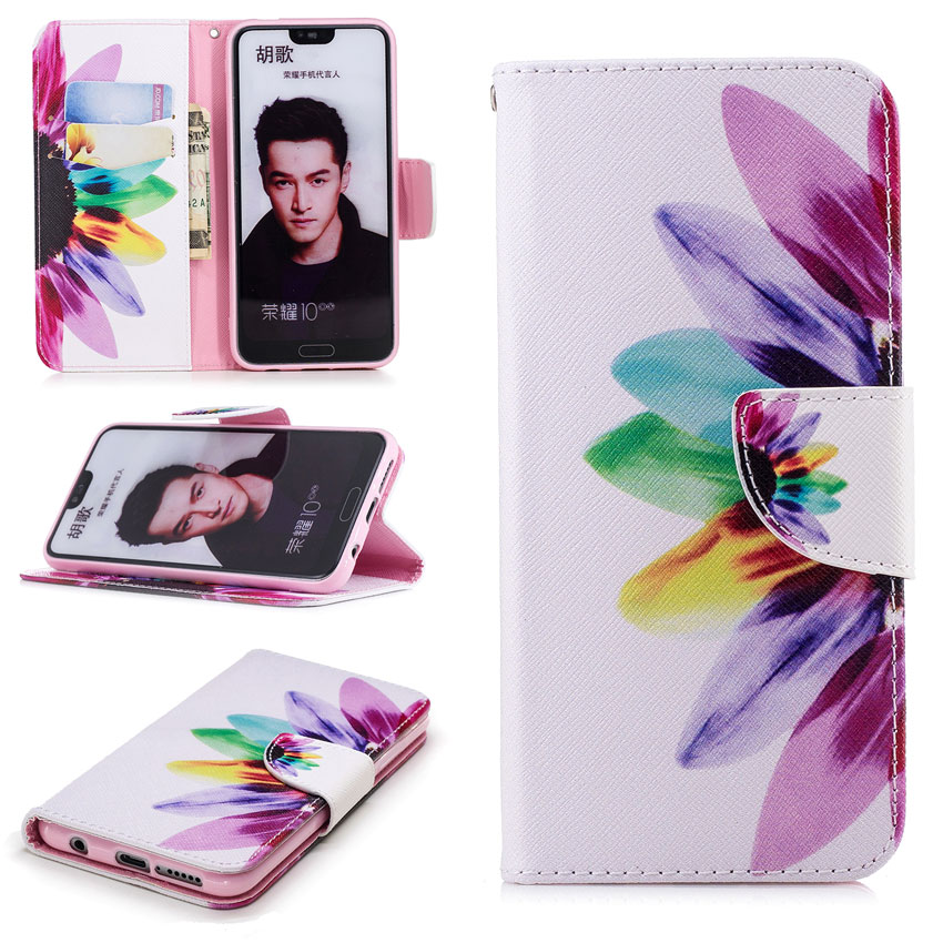 เคส Honor 10 #เคสฝาพับกระเป๋าสตางค์หนัง PU พิมพ์ลายสวยๆ Pattern Printing Leather Wallet