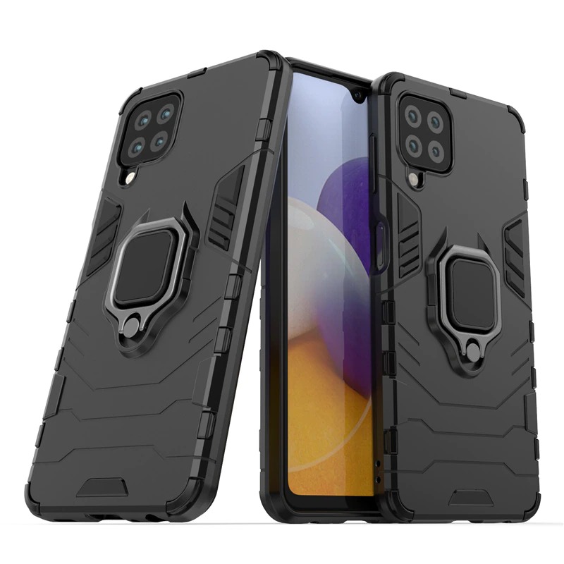 Case Samsung Galaxy M22 #เคสฝาหลังพลาสติกแข็ง +TPU Hybrid Case มีแหวนสวมนิ้วโลหะ