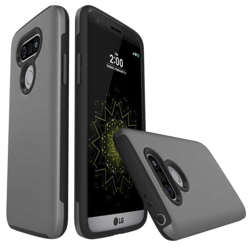 CaseLG G5 G5 SE #เคสฝาหลังผิวแปรงป้องกันลายนิ้วมือ PC + TPU 2 in 1