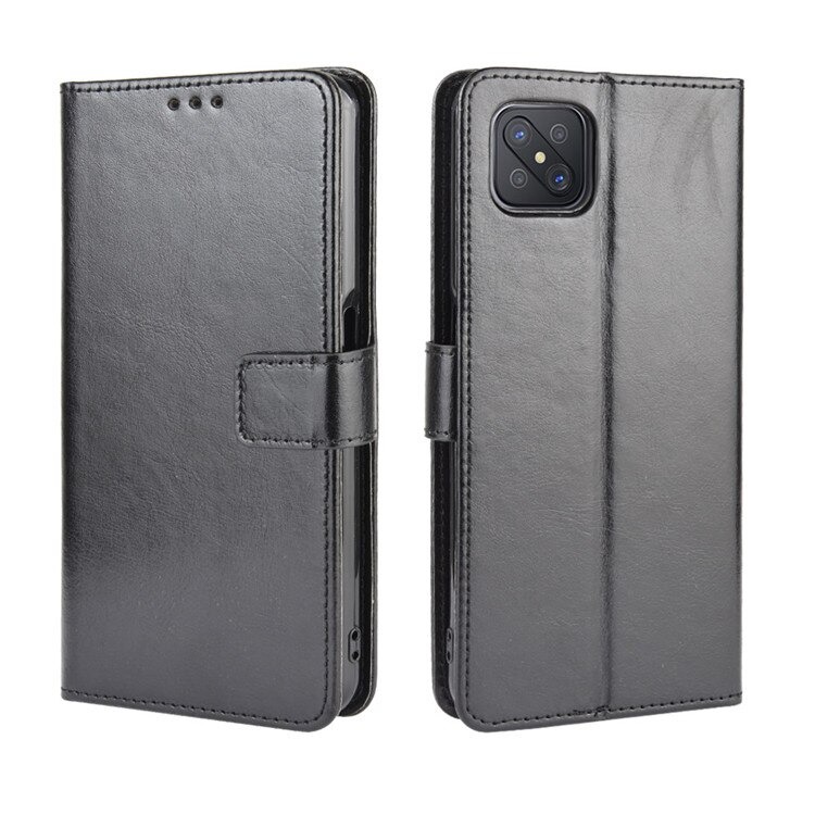 เคส OPPO Reno 4 Z 5G#เคสฝาพับหนัง PUผิวหนังม้า มีแถบปิดแม่เหล็กแบบกระเป๋าสตางค์ Crazy Horse Wallet Leather Protective Cover with Stand