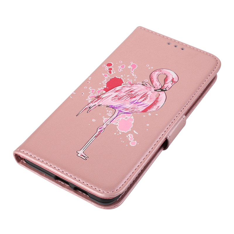 เคส Samsung Galaxy A8 (2018) #เคสฝาพับ Glittery Powder Decor รูปแบบ Flamingo Leather Magnetic Case
