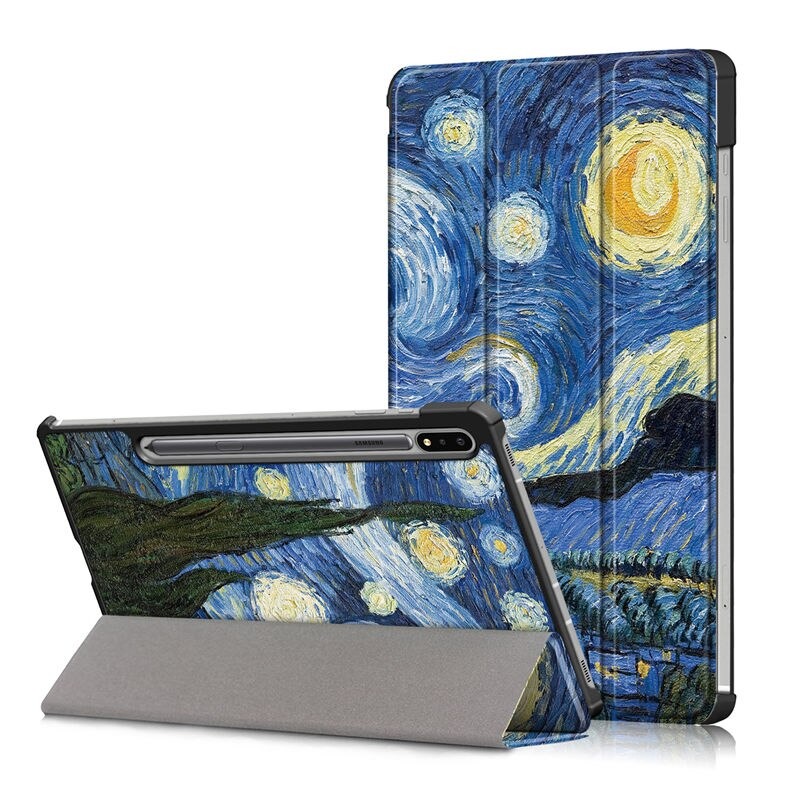 เคส Samsung Galaxy Tab S7 FE 12.4"(T730,T736) #เคสแบบฝาพับหนัง PU พิมพ์ลาย Patterned Tri-fold Stand Leather Smart Case