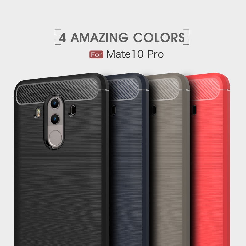 Case Huawei Mate 10 Pro #เคสฝาหลังTPUนิ่ม พื้นผิวคาร์บอนไฟเบอร์แบบขัดแปรง สีสันสวยงามทันสมัย