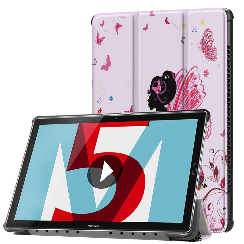 เคส Huawei MediaPad M5 Pro 10.8 นิ้ว #เคสฝาพับหนัง PU แบบ 3 พับพิมพ์ลาย Pattern Printing Tri-fold Leather Stand Cover