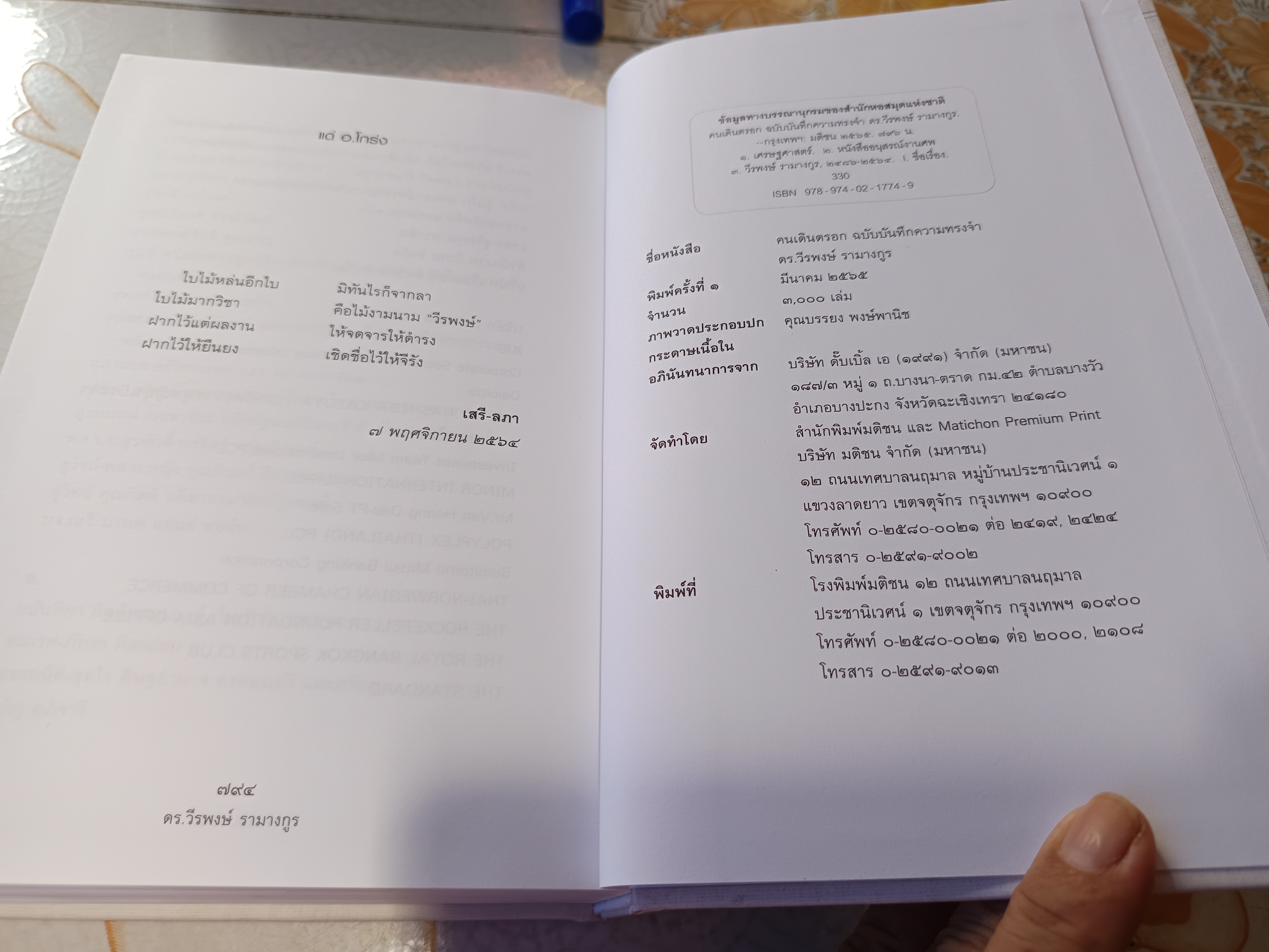 คนเดินตรอก ฉบับบันทึกความทรงจำ อนุสรณ์พิธีพระราชทานเพลิงศพ ดร.วีรพงษ์ รามางกูร
