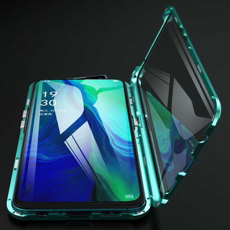 Case Oppo Reno 2 #เคสฝาครอบกระจกขอบโลหะดูดซับแม่เหล็ก Fully Protection Magnetic Adsorption Glass Metal Phone Protective