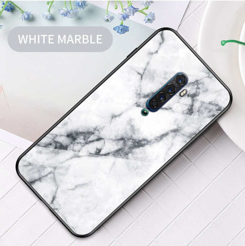 Case OPPO Reno 2F #เคสฝาหลัง Gradient Color ลายหินอ่อน Glass + PC + TPU Hybrid Case