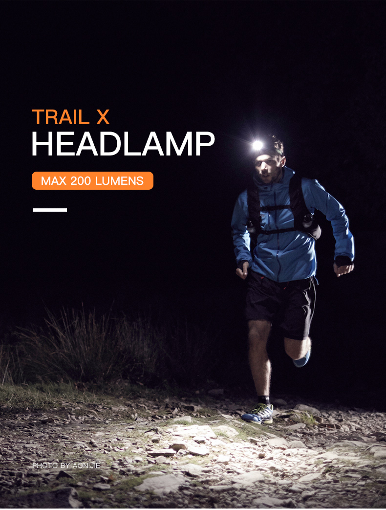 ไฟฉายคาดหัวสำหรับนักวิ่ง เดินป่า วิ่งเทรล ปีนเขา เดินป่า ให้ความสว่าง ระยะไกล Aonijie (Q02)