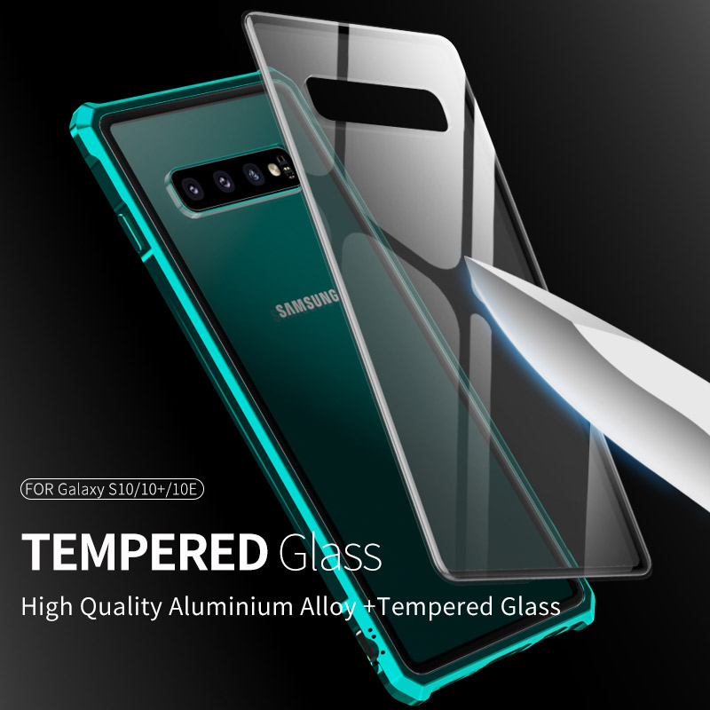 Case Samsung Galaxy S10 ฝาหลัง #เคสกรอบโลหะ + กระจกด้านหลัง Metal Frame + Glass Back Phone Cover