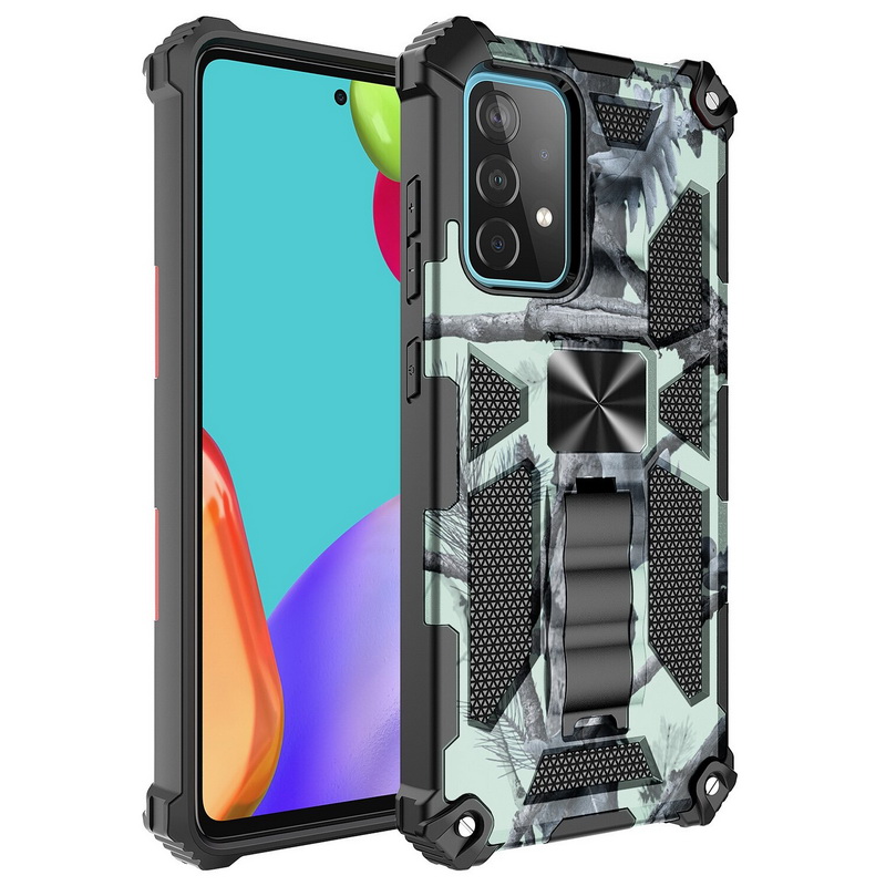 เคส Samsung Galaxy A71 (4G) #เคสแบบฝาหลัง ไฮบริด PC TPU + Kickstand ลายพราง Camouflage Design