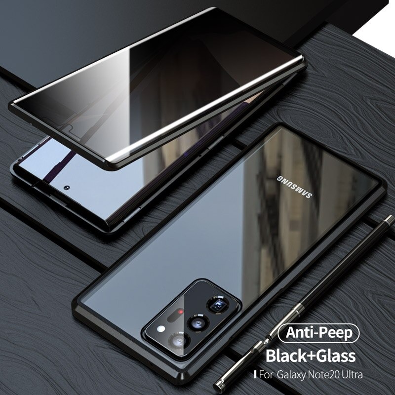 Case Samsung Galaxy S22 Ultra 5G เคสประกบหน้าหลังกระจกด้านหน้า Anti-peep Adsorption Privacy Glass ป้องกันการมองด้านข้าง ขอบโลหะดูดซับแม่เหล็ก Fully Protection Magnetic Adsorption Glass Metal Phone Protective (สินค้าตัวอย่างเลนส์กล้องหลังตรงตามรุ่น)
