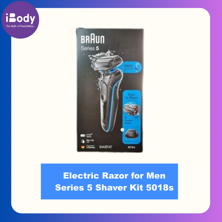 Braun® Electric Razor for Men Series 5 Shaver Kit 5018s เครื่องโกนหนวดไฟฟ้า + ที่กันจอน แบบชาร์จไฟได้