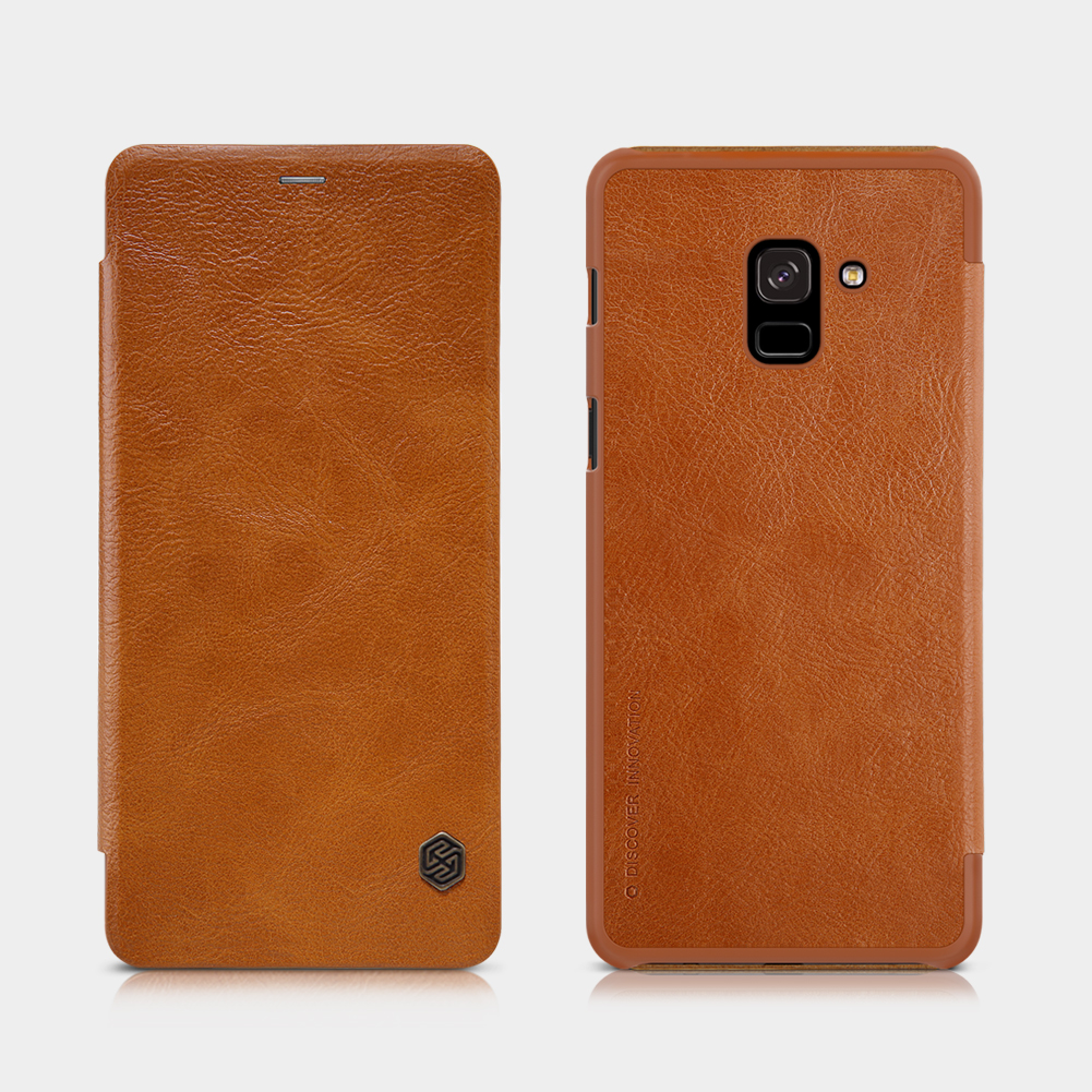 เคส Samsung Galaxy A8+ (2018) #เคสฝาพับฝาพับ Nillkin แท้รุ่น Qin Series คุณภาพดีราคาเบาๆสบายกระเป๋า