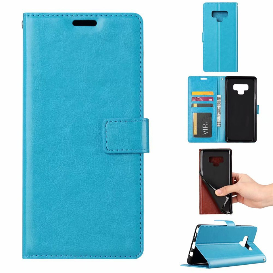 Case Samsung Galaxy Note 9 #เคสฝาพับหนัง PU ผิวหนังม้าสไตล์กระเป๋าสตางค์ Crazy Horse Texture Wallet
