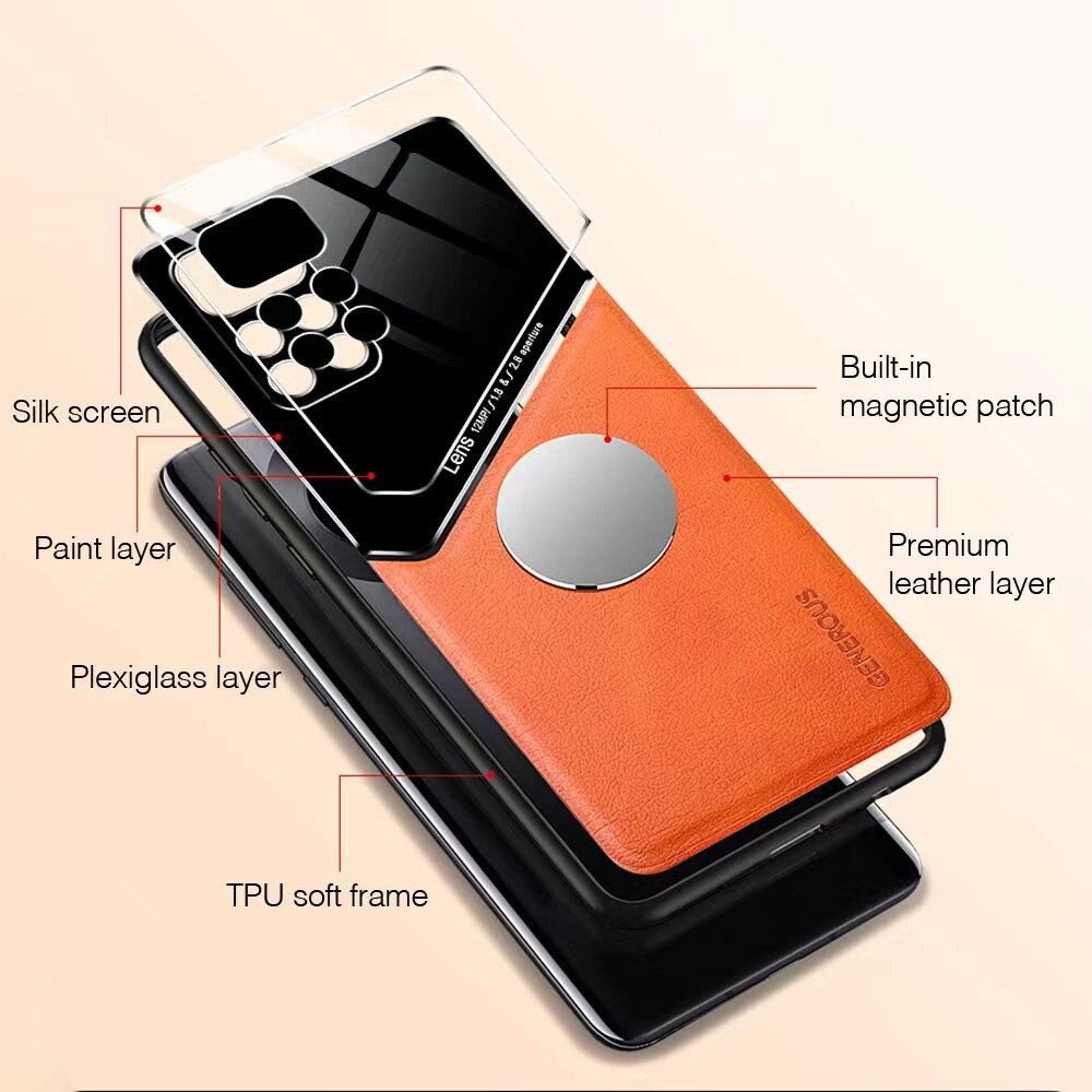 เคส Redmi Note 11 / Redmi Note 11S#เคสฝาหลังไฮบริด PU +TPU + glass สีทูโทน Shockproof Leather Mirror Glass Silicone Phone Back Cover