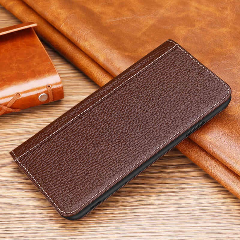 เคส Huawei Mate 20 Pro#เคสแบบฝาพับมีช่องใส่บัตรคุณภาพดี Genuine Leather Cover Soft Natural Leather Case Automatic Adsorption