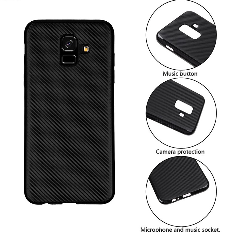 เคส Samsung A6 2018 #เคสฝาหลังนิ่ม Soft TPU คาร์บอนไฟเบอร์ผิวป้องกันลายนิ้วมือ