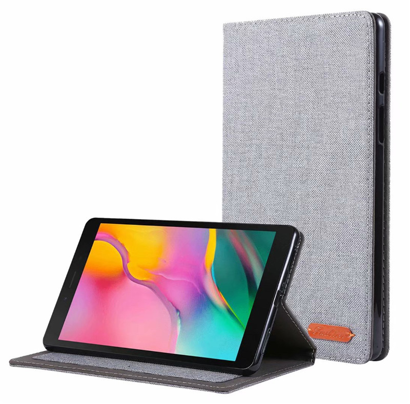 Case Samsung Galaxy Tab A 8.0 (2019) SM-T290 T295 T297 #เคสฝาพับหนัง PU ผิวผ้าพับตั้งได้ Cloth Leather Wallet