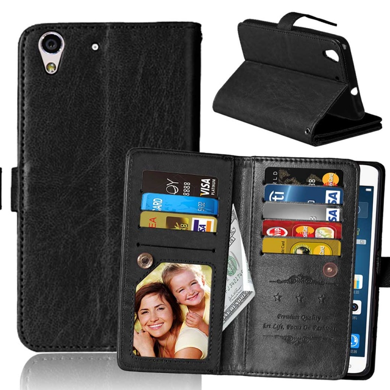 Case Huawei Y6 II Honor 5A #เคสหนังฝาพับสไตล์กระเป๋าสตางค์ 9 Card Slots Crazy Horse Wallet Leather Mobile Case
