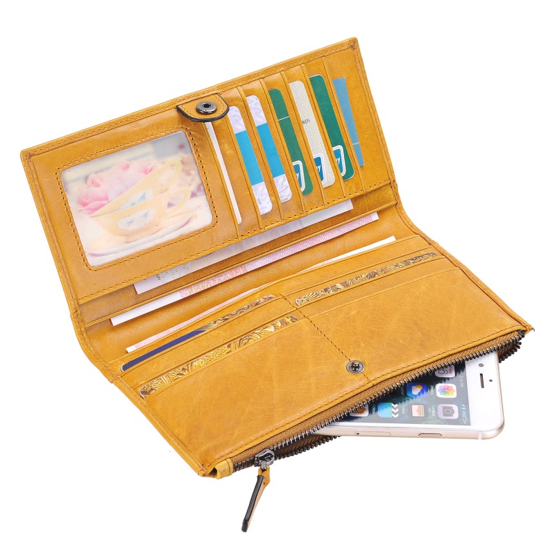 Case Huawei Y6 II Honor 5A รูปแบบกระเป๋าใส่โทรศัพท์และกระเป๋าสตางค์แบบ 2-in-1หนังแท้ Genuine Leather Zipper Wallet Mobile Phone Pouch Case