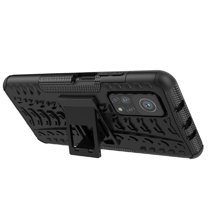 Case Xiaomi Mi 10T Pro #เคสฝาหลังกันลื่น Cool Tyre Pattern Kickstand (PC + TPU)