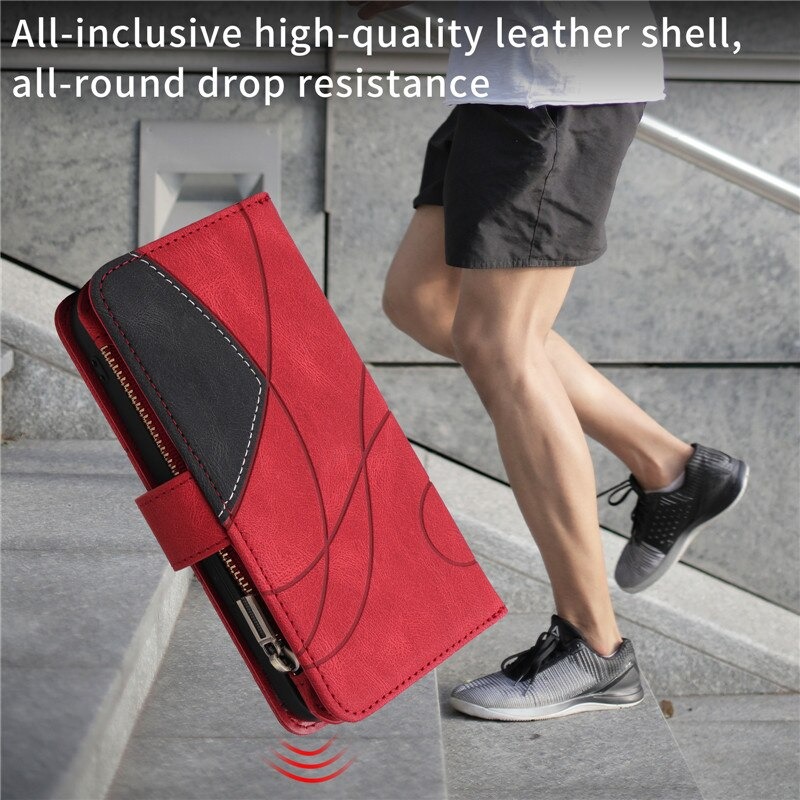 เคส Xiaomi 12 Pro #เคสฝาพับหนัง PU มีช่องซิปมีที่เสียบการ์ด สายคล้องมือ Card Slots Luxury Flip Stand Card Zipper Phone Leather Wallet Cover