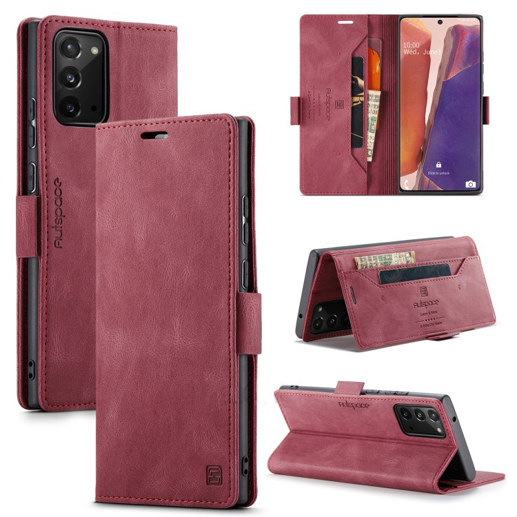 เคส Samsung Galaxy Note 20 / Note 20 5G #เคสฝาพับหนัง PU แบบกระเป๋าสตางค์ AUTSPACE Series RFID Blocking Retro Matte Leather Wallet