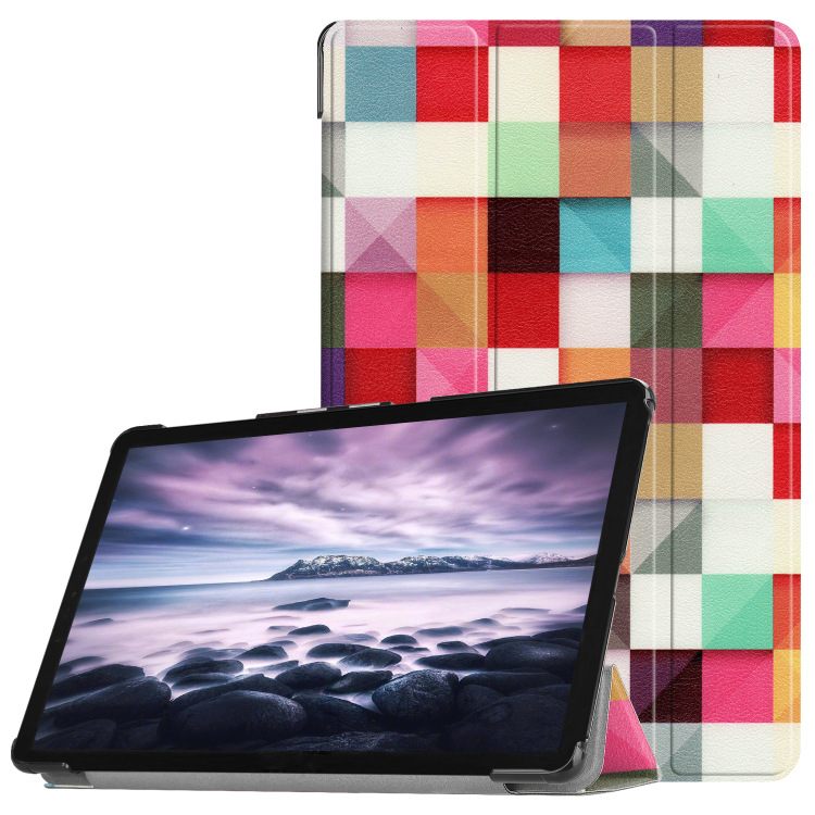 เคส Samsung Galaxy Tab A 10.5 นิ้ว (2018) T590 T595 #เคสฝาพับหนัง PU สามพับพิมพ์ลาย Pattern Printing Tri-fold Leather Smart Cover