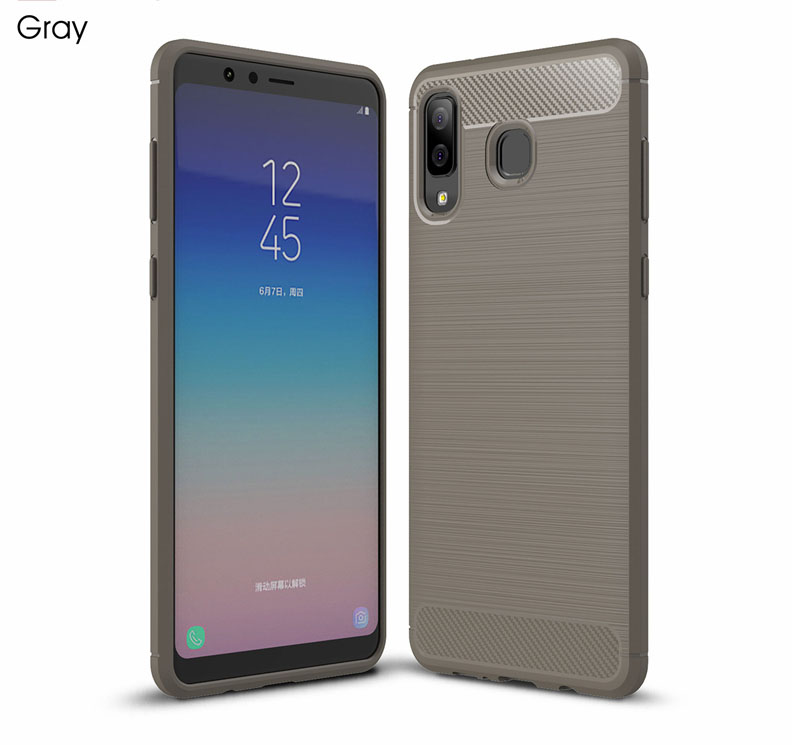 Case Samsung Galaxy A8 Star #เคสฝาหลัง TPU นิ่มคาร์บอนไฟเบอร์ผิวแบบขัดแปรง