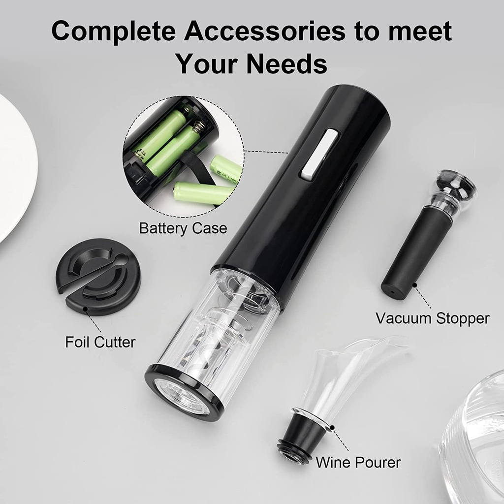 SENZER® Electric Wine Opener Set ที่เปิดขวดไวน์อัตโนมัติ พร้อมอุปกรณ์สำหรับไวน์ Cutter, Stoppers, Aerator, Pourer