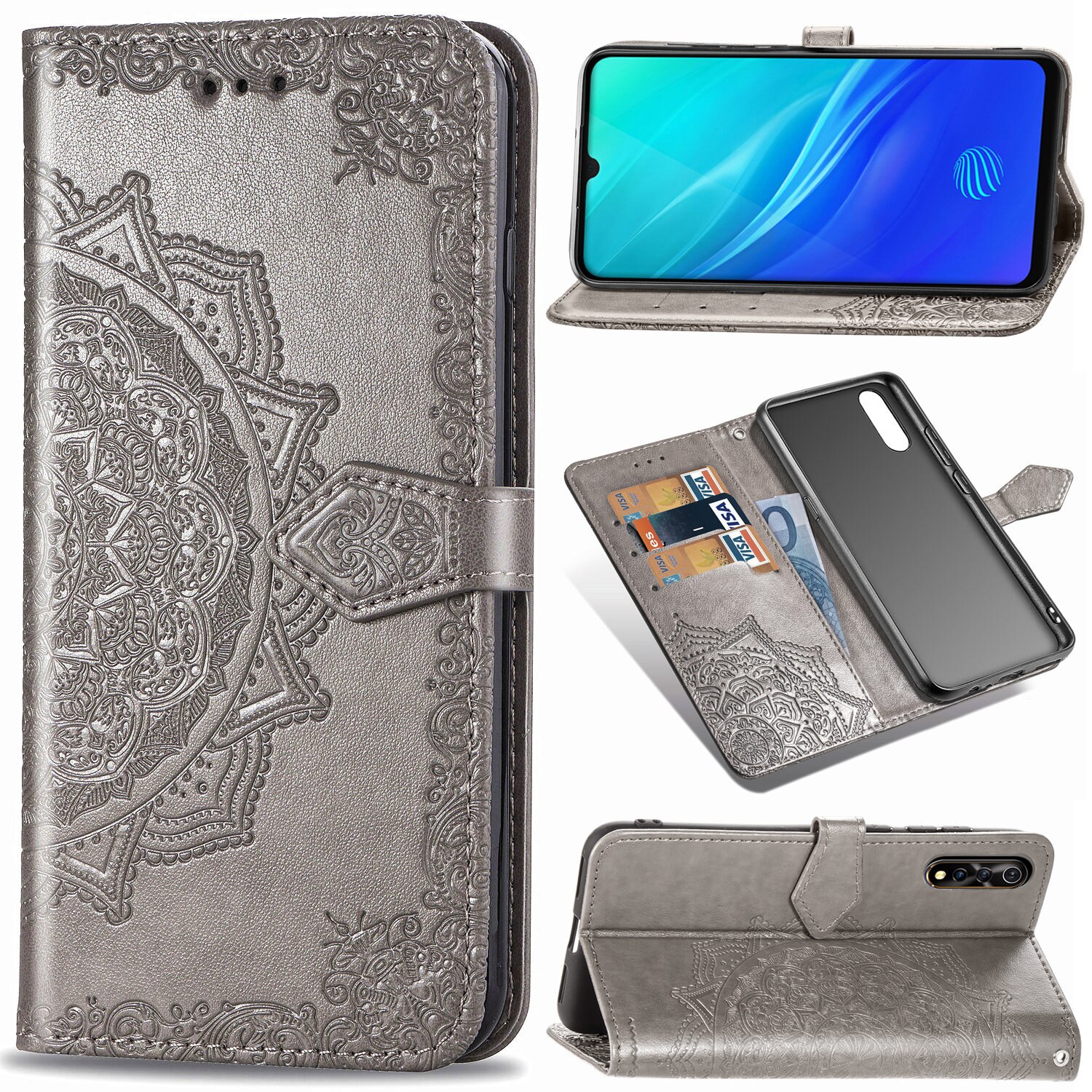 Case Vivo S1 #เคสฝาพับหนัง PU ผิวลายนูน Embossed Mandala Flower Leather Wallet