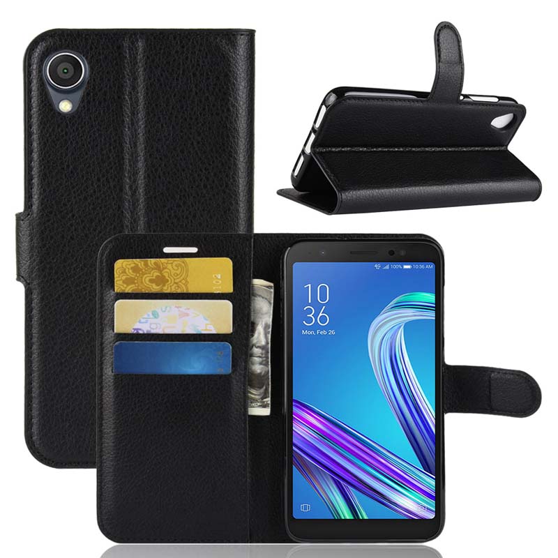 Case Asus ZenFone Live (L1) ZA550KL #เคสฝาพับสไตล์กระเป๋าสตางค์หนัง PU ผิวลิ้นจี่