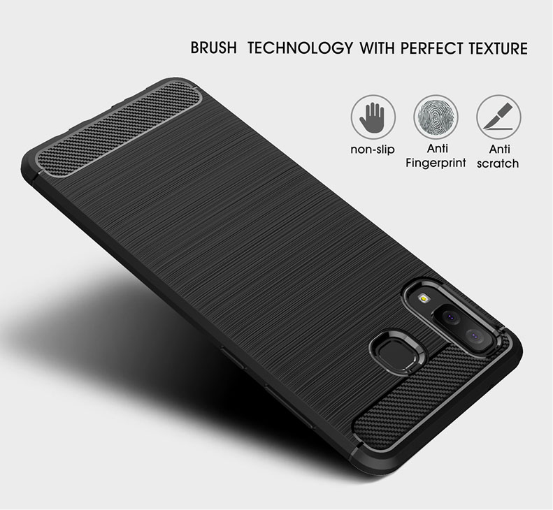 Case Samsung Galaxy A8 Star #เคสฝาหลัง TPU นิ่มคาร์บอนไฟเบอร์ผิวแบบขัดแปรง