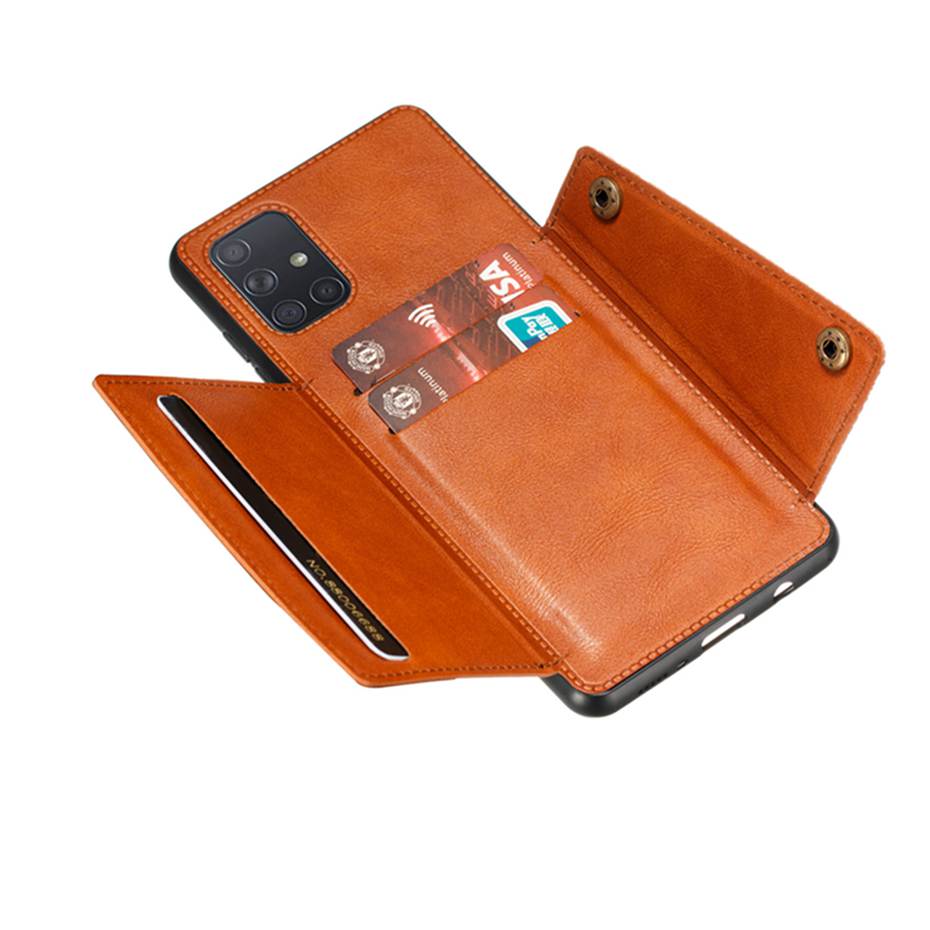 เคส Samsung Galaxy A51 #เคสแบบฝาหลัง TPU เคลือบหนัง PU มีที่เก็บบัตร PU Leather Coated TPU Card Holder Magnetic Kickstand